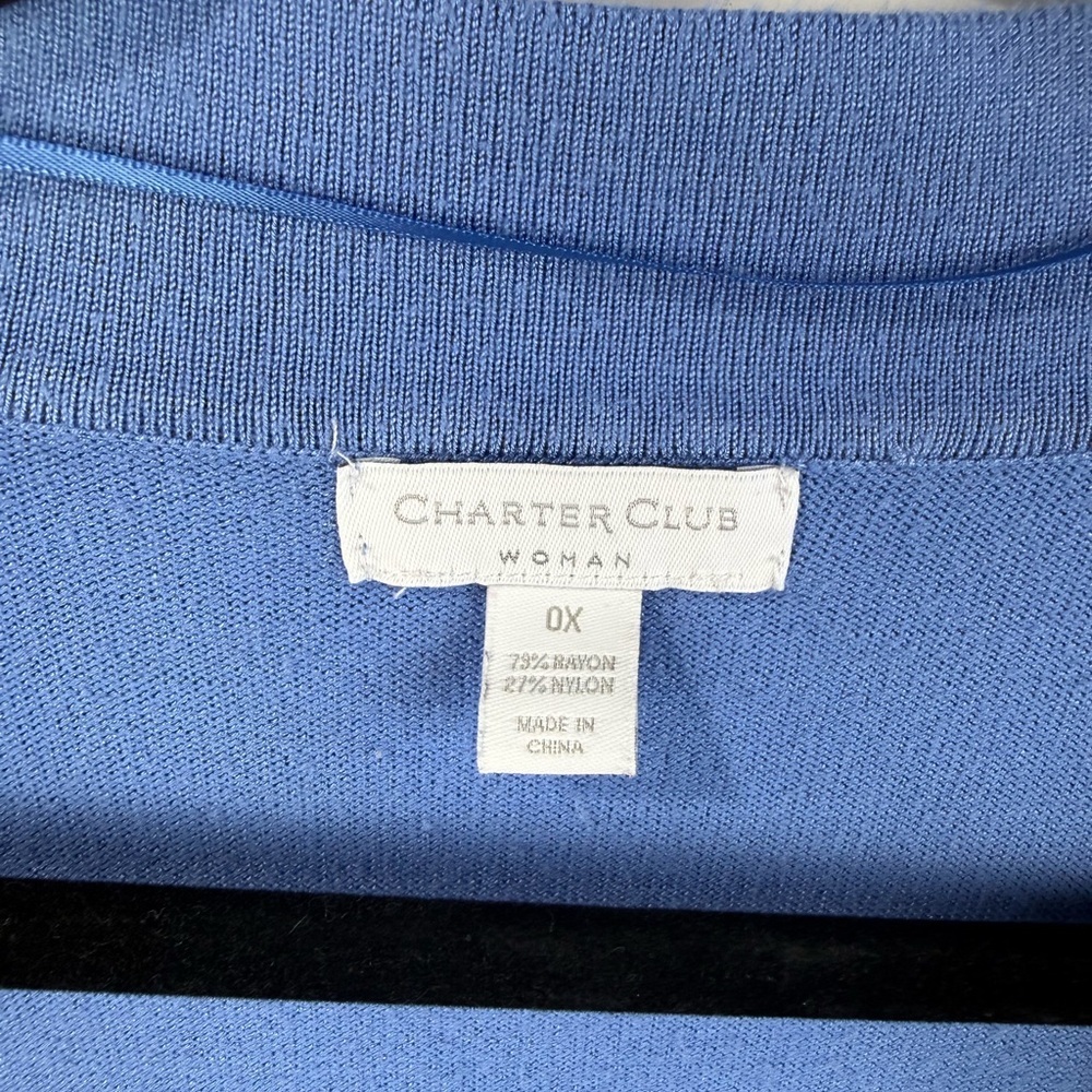 Charter Club womens periwinkle blue open Cardigan sweater. 3/4 sleeves. Size 0X - Picture 3 of 4